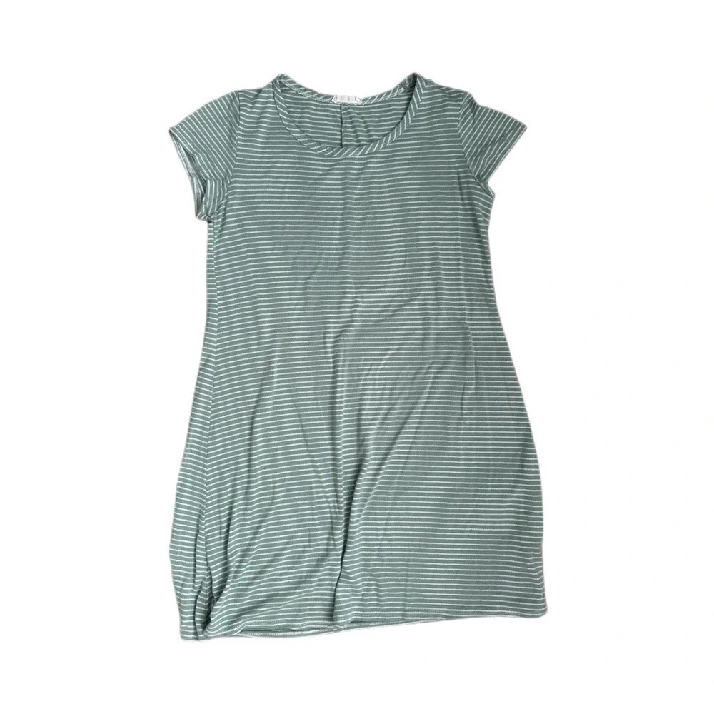 OLIVIA RAE Green Striped Above The Knee Length Knit Dress Sz M